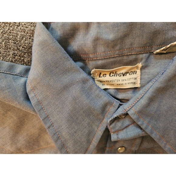 Vintage Le Chevron Western Pearl Snap Shirt M Large Button Up Dagger Collar Knit - Picture 3 of 11